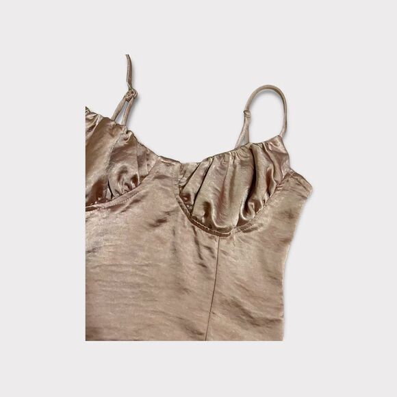 Kendall & Kylie Bustier Corset Silky Woven Mauve Fabric Crop Top - Picture 5 of 8